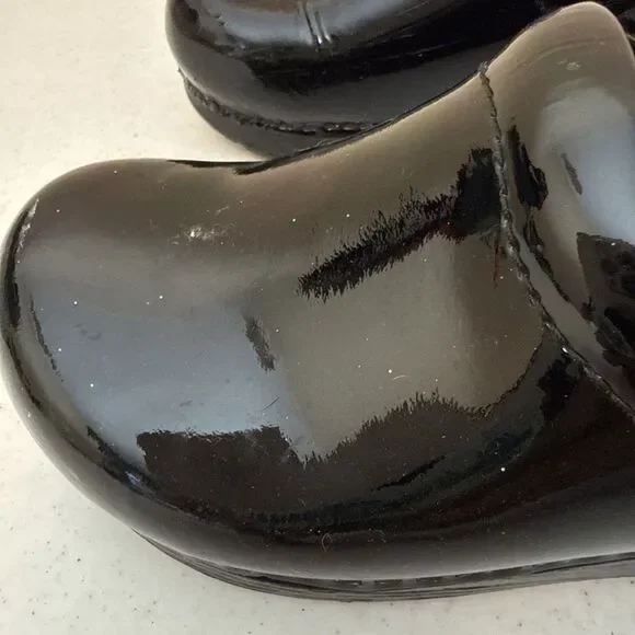 Dansko 34 Shiny Black Leather Work Clogs Nurse Work Shoe - Picture 6 of 16
